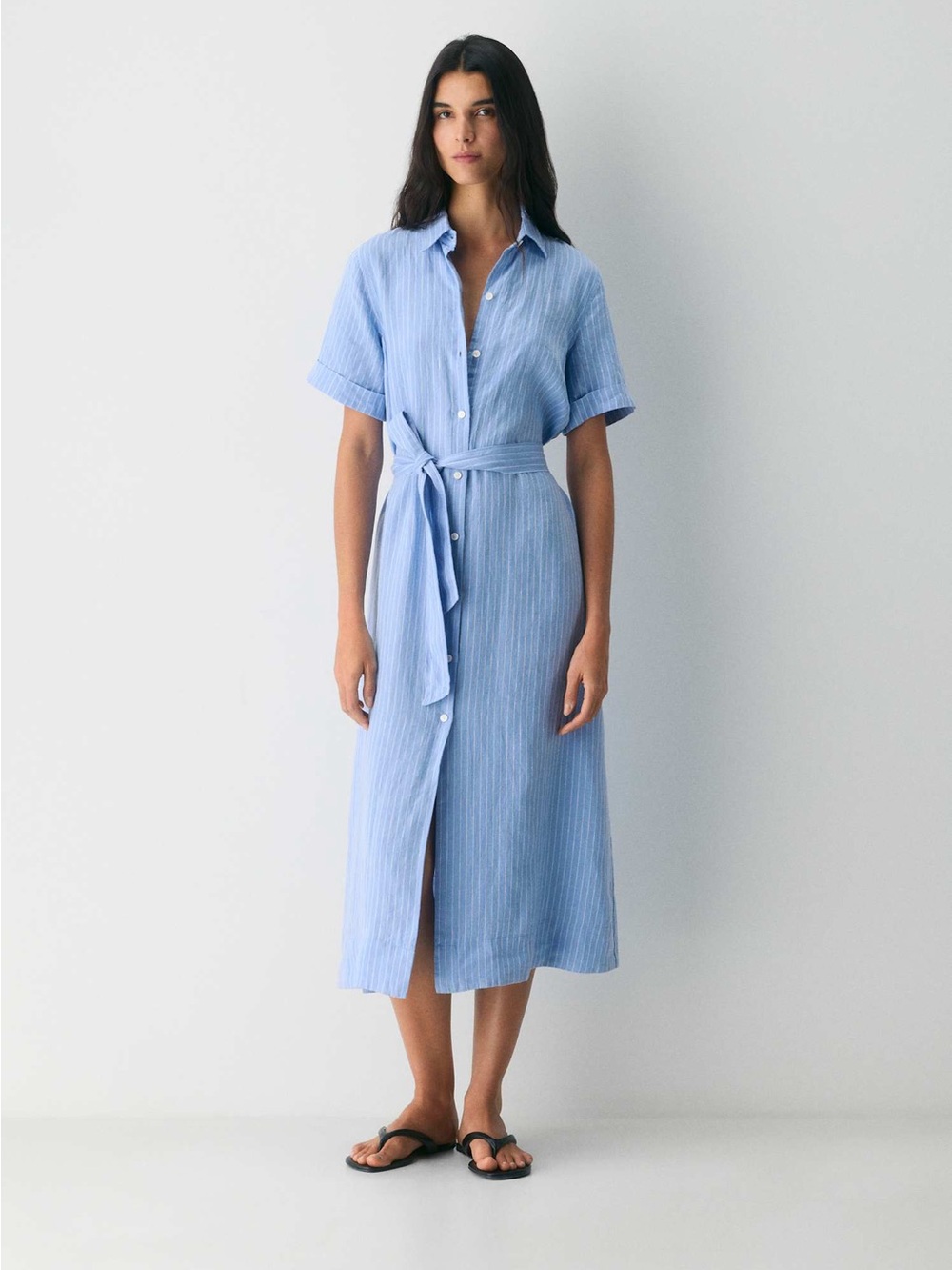 Wilfred Eleta Linen Maxi Dress Size Small Blue Aritzia
